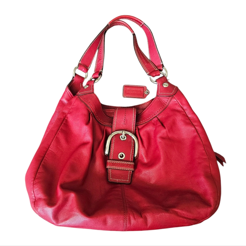 COACH F15075 MEDIUM VINTAGE SOHO CHERRY RED LEATHER HOBO